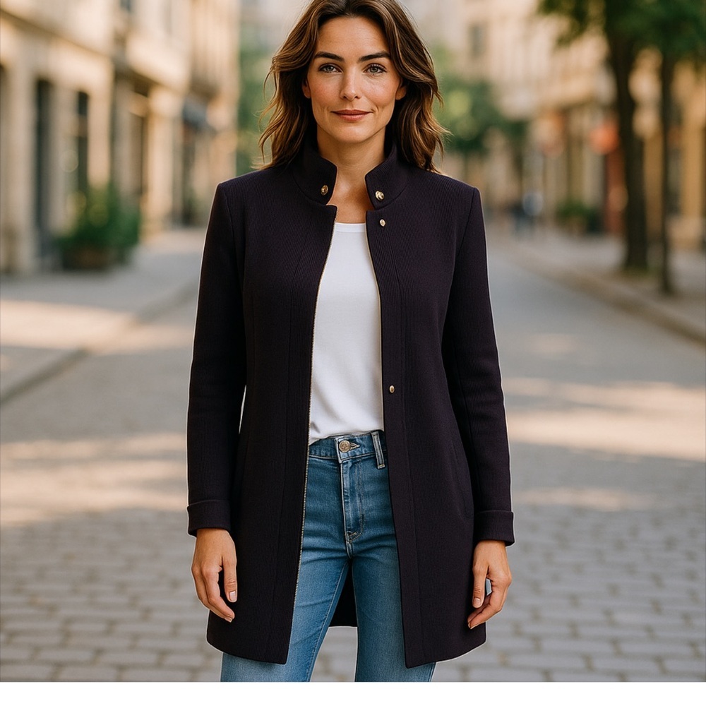 St. John Elegant Dark Purple Knit Women's Jacket